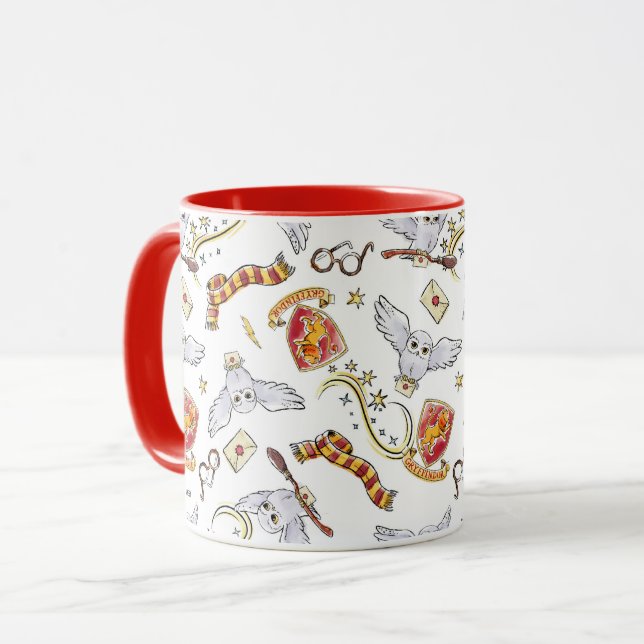 Caneca Padrão de aquarela GRYFFINDOR™ Hedwig (Frente Esquerda)