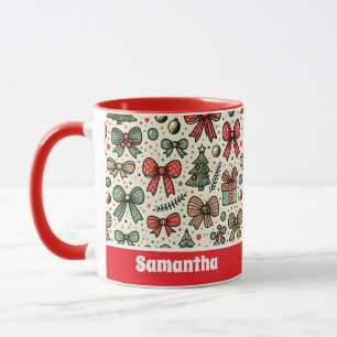Caneca Padrão de Arcos da Vintage Retro Christmas Bolinha