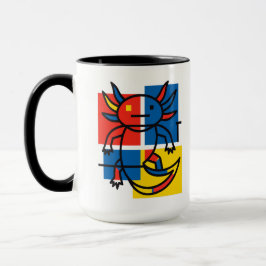 Caneca Padrão de Arte Abstrata Divertido de Axolote Piet 