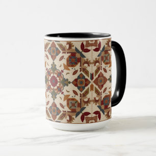 Caneca padrão de arte de bloco de colcha geométrica vinta
