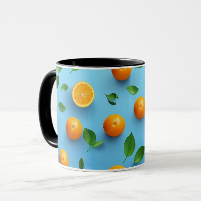 Caneca Padrão de Arte de Fruta Citrus Única Moderna Cuta (Frente Esquerda)