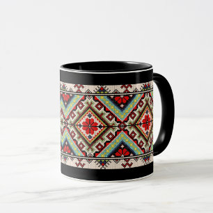Caneca Padrão de arte popular tradicional ucraniano vushu