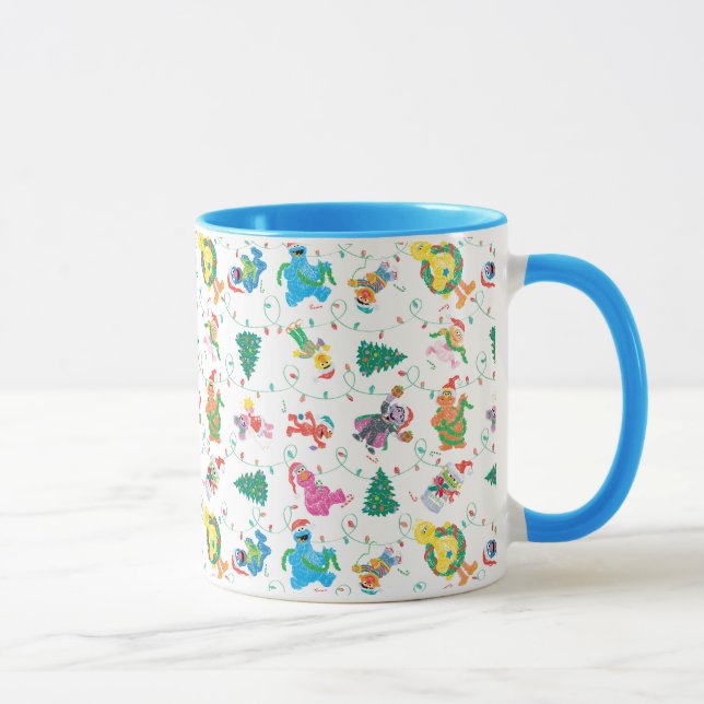 Caneca Padrão de Árvore de Natal da Rua Sésamo (Direita)