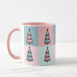 Caneca Padrão de Árvore de Natal de Sage Rosa