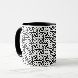 Caneca Padrão de azulejo egípcio, preto e branco