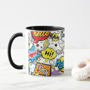Caneca Padrão de Balão de Fala de Arte Pop de História em