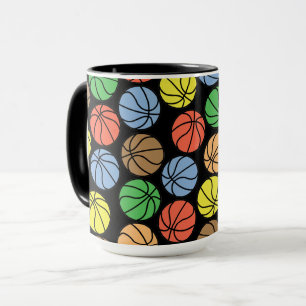 Caneca Padrão de basquete colorida
