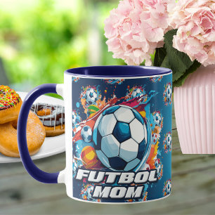 Caneca Padrão de Bola de Futebol da Mãe futebol