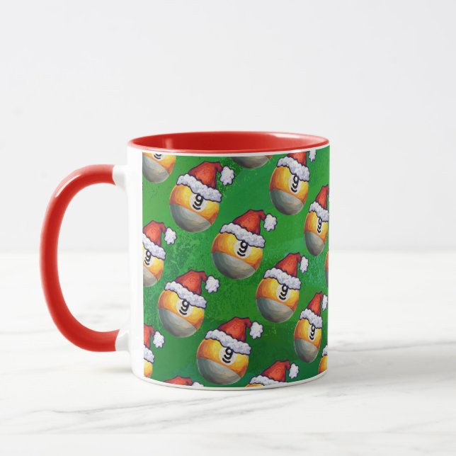 Caneca Padrão de Bola Nove de Santa Hat em Verde (Esquerda)