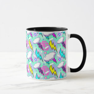 Caneca Padrão de Bolhas e Estrelas Neon Lightning