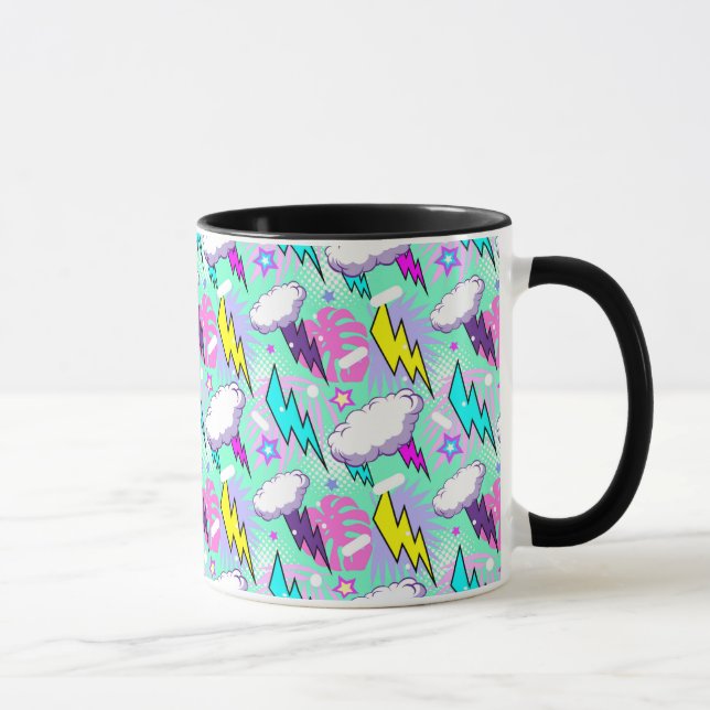 Caneca Padrão de Bolhas e Estrelas Neon Lightning (Direita)