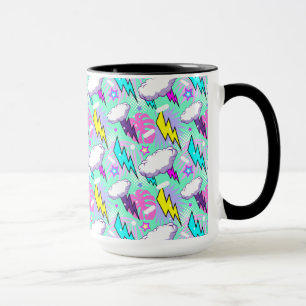 Caneca Padrão de Bolhas e Estrelas Neon Lightning