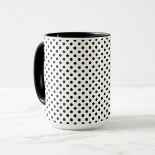 Caneca Padrão de Bolinhas branca preta