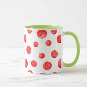 Caneca Padrão de bolinhas de Boho l Vermelho e branco l V