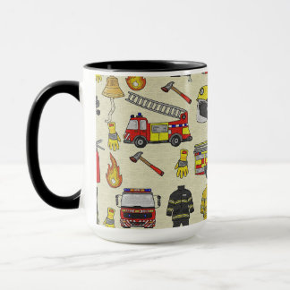 Caneca Padrão de Bombeiro, Caminhão-Fogo, Arte de Emergên
