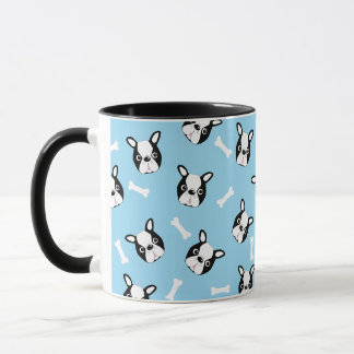 Caneca Padrão de Bulldog Francês Fofo e Osso