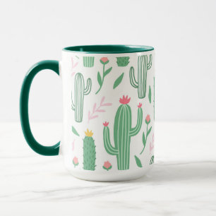 Caneca Padrão De Cactus Colorido Bonito