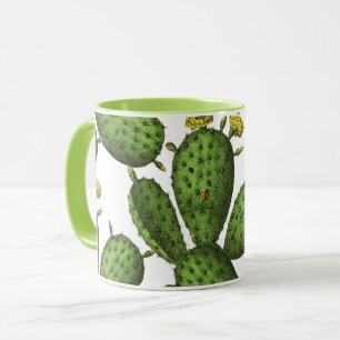 Caneca Padrão De Cactus Floral Amarelo Vintage