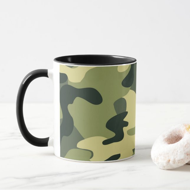 Caneca Padrão de Camuflagem Camo do Exército Verde (Com Donut)