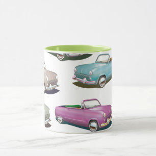 Caneca Padrão de carros clássicos vintage fofos