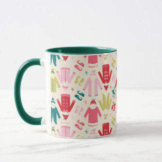 Caneca Padrão de Casaco e Calçados Coloridos Elf