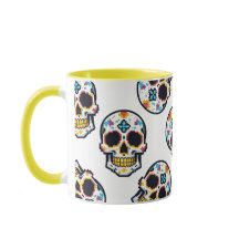 Padrão de Caveira Pixelada do Dia De Los Muertos