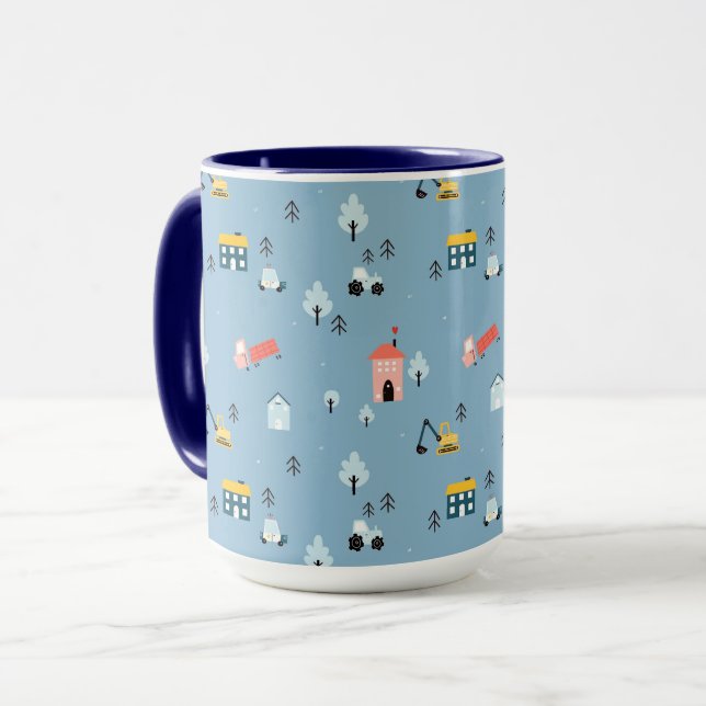 Caneca Padrão de Cena da Cidade do Portão Bonito (Frente Esquerda)