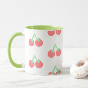 Caneca Padrão de Cerejas Rosas