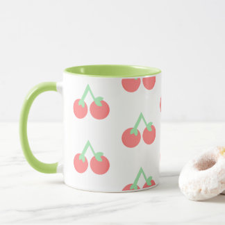 Caneca Padrão de Cerejas Rosas