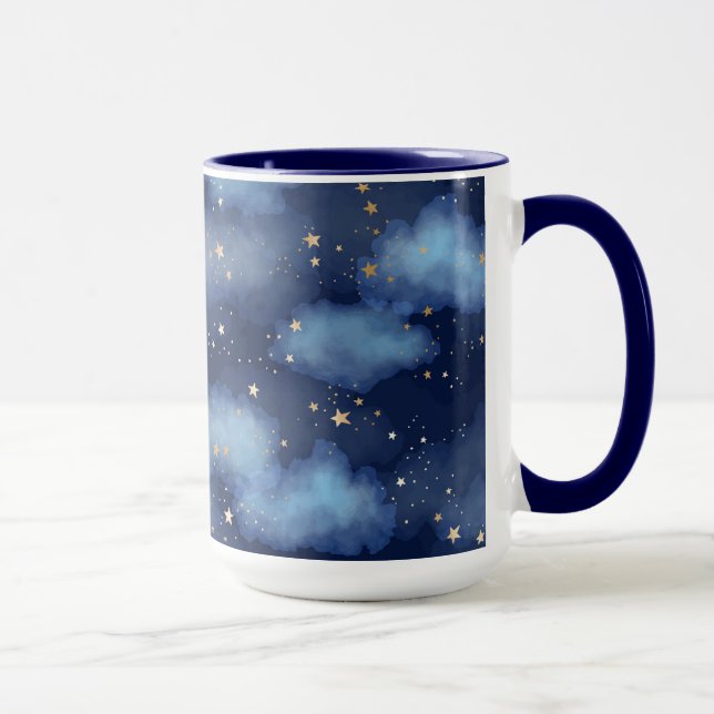 Caneca Padrão de Céu Azul Escuro das Estrelas Douradas da (Direita)