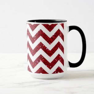 Caneca Padrão de Chevron Vermelho Escuro