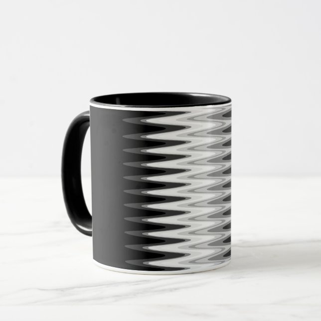 Caneca Padrão de Cinza Preta Zig Zag (Frente Esquerda)