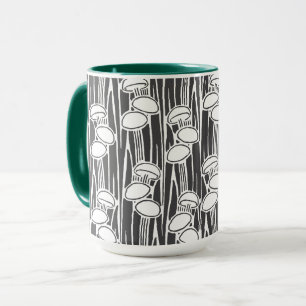 Caneca Padrão de Cogumelos e Grama