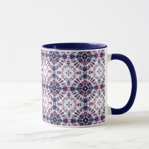 Caneca Padrão de Coluna Azul e Vermelho
