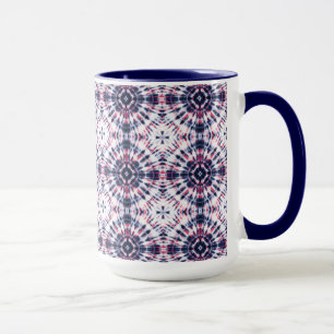 Caneca Padrão de Coluna Azul e Vermelho