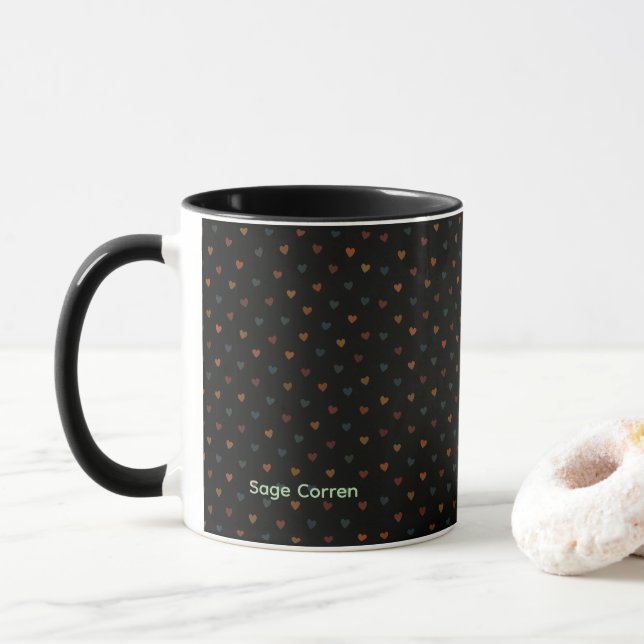 Caneca Padrão de Coração Opaco (Com Donut)