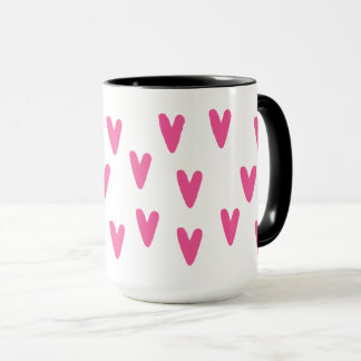 Caneca Padrão de Coração Rosa Vibrante Presente Feminino