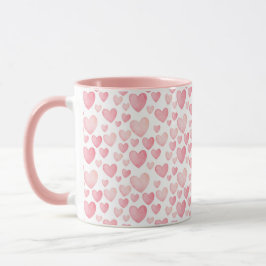 Caneca Padrão de Corações de São Valentim em Aquarela Ros