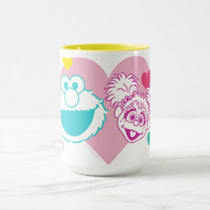 Caneca Padrão de Corações do Namorados Elmo & Abby Cadabb