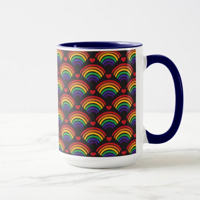 Caneca Padrão de Corações e Rainbows (Direita)