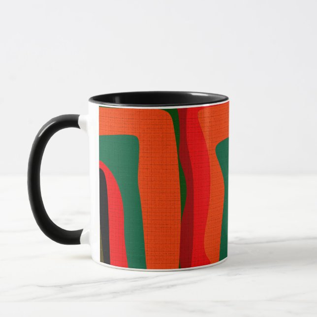 Caneca Padrão de cores retrô modernas abstratas contínuas (Esquerda)