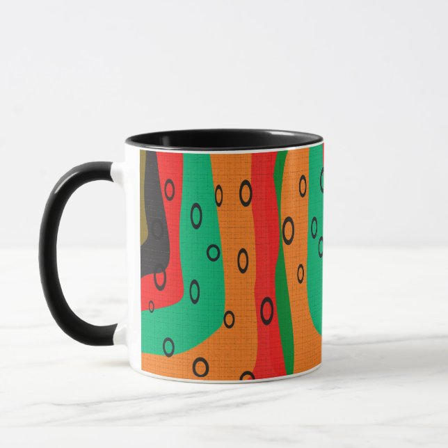 Caneca Padrão de cores retrô modernas abstratas contínuas (Esquerda)