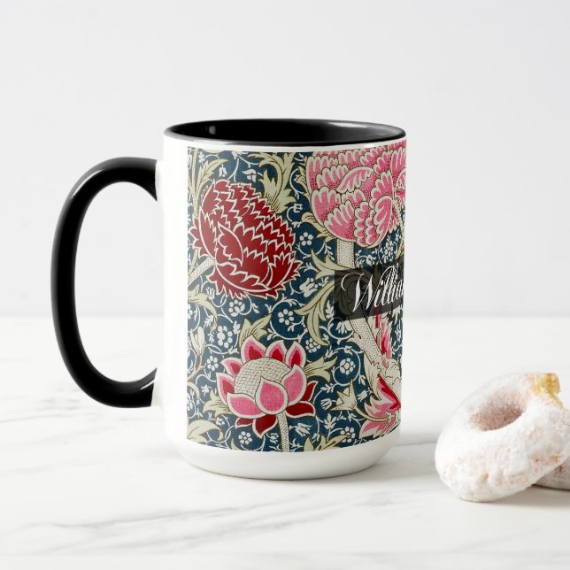 Caneca Padrão de Cray - flores e folhas - WilliamMorris (Com Donut)