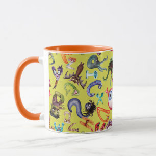 Caneca Padrão de criança do alfabeto monstro