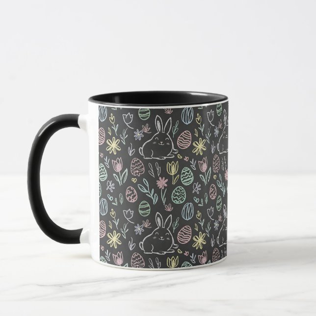 Caneca Padrão de Desenho do Coelho de Páscoa em Lousa (Esquerda)