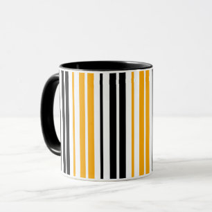 Caneca Padrão de Design de Listras Amarelas Pretas e Bran