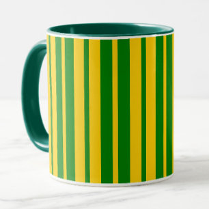 Caneca Padrão de Design de Listras Elegantes Amarelo Verd