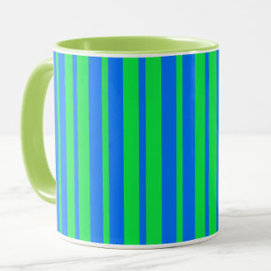 Caneca Padrão de Design de Listras Elegantes Azul Verde