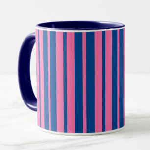 Caneca Padrão de Design de Listras Elegantes Rosa Azul