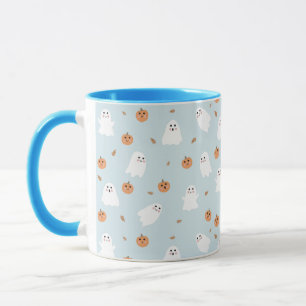 Caneca Padrão de Dia das Bruxas do Fantasma e da Abóbora